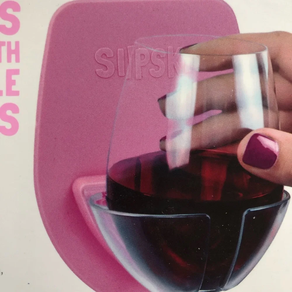 Silicone Pink Sipski Wine bath tub shower Holder